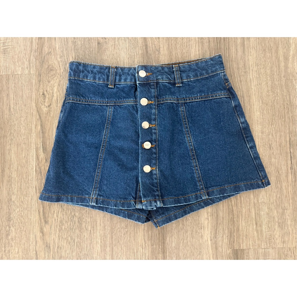 Gianni Bini Denim Skort Size 26 High Rise Button Front Mini Jean Skirt
